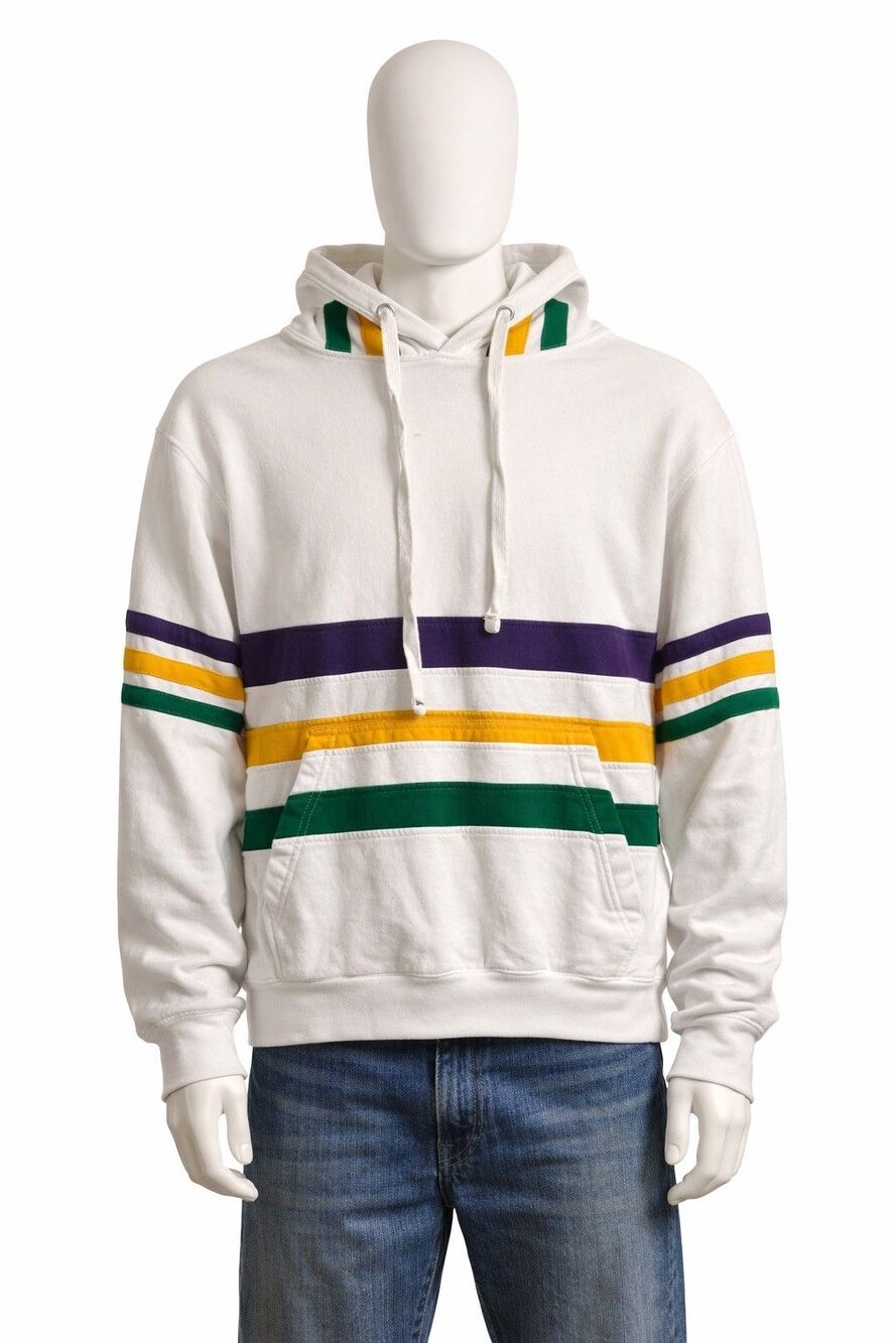 NOLA Mardi Gras Hoodie Sweatshirt Adult S Purple Green Gold Striped New Orleans